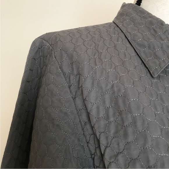 Eileen Fisher Coat Stitched Circle Button Down Quilted Jacket Size Medium - Picture 4 of 10